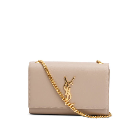 Saint Laurent 2022 Beige Grain De Poudre Small Monogram Kate Satchel