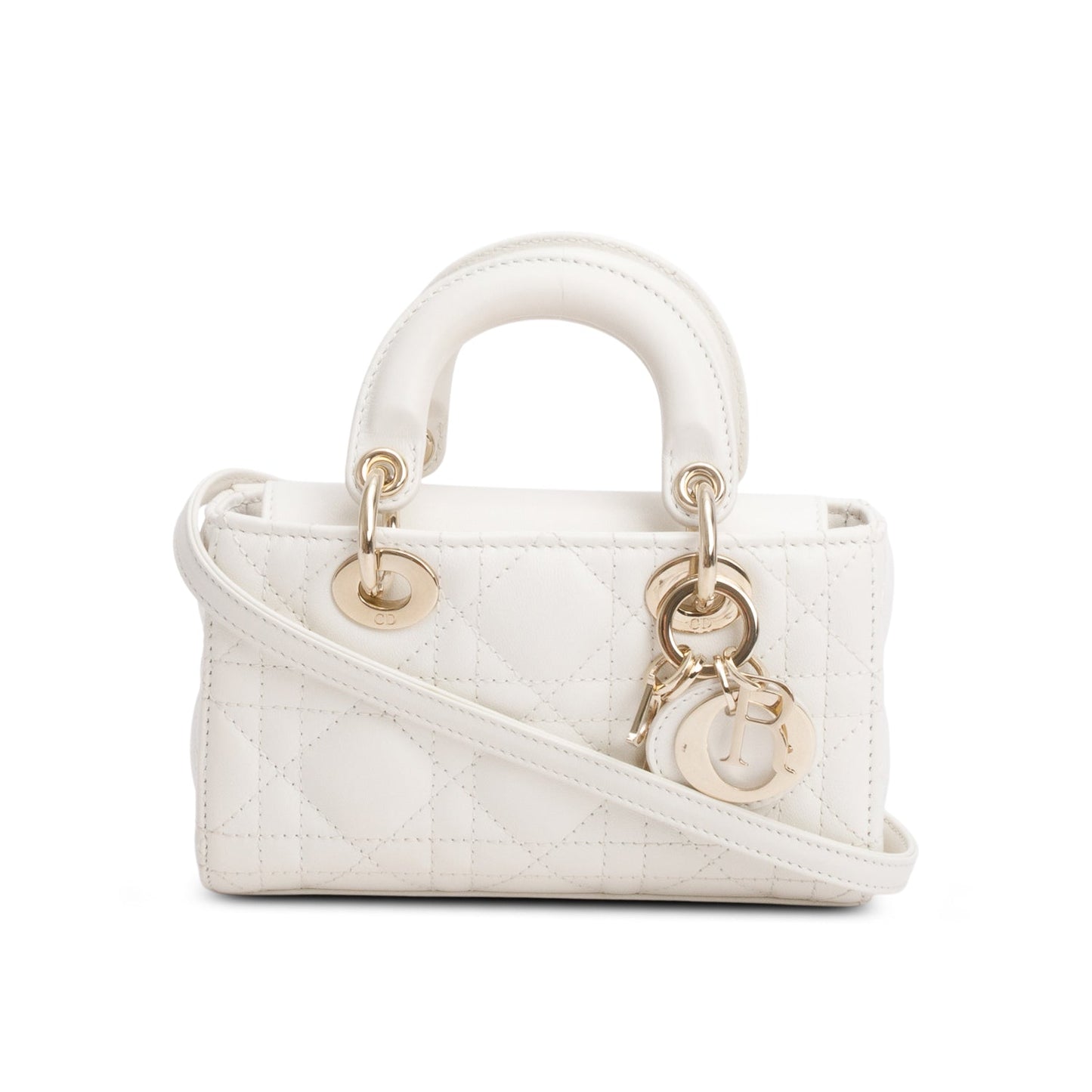 Christian Dior 2026 White Lambskin Cannage Micro Lady D-Joy