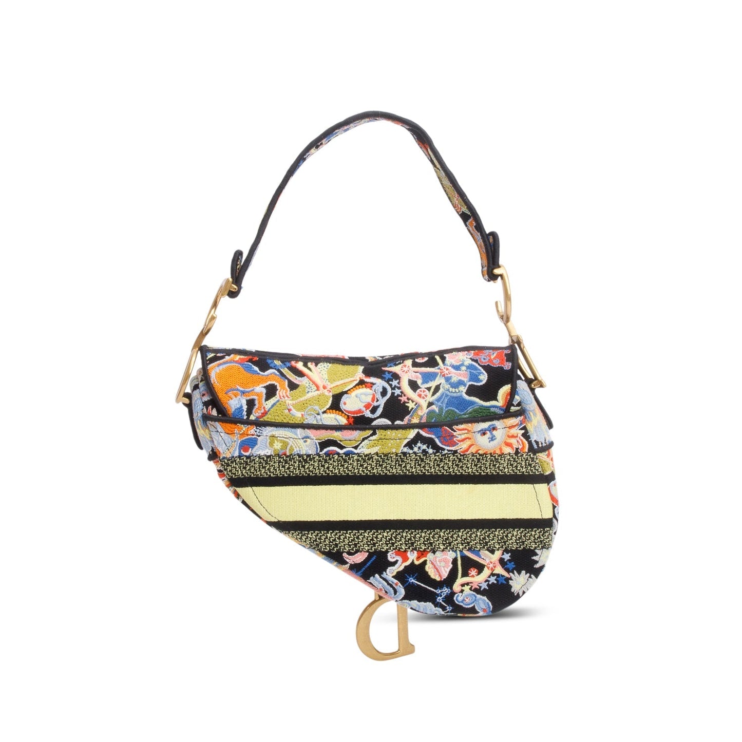 Christian Dior Multicolor Canvas Embroidered Zodiac Fantastico Saddle Bag