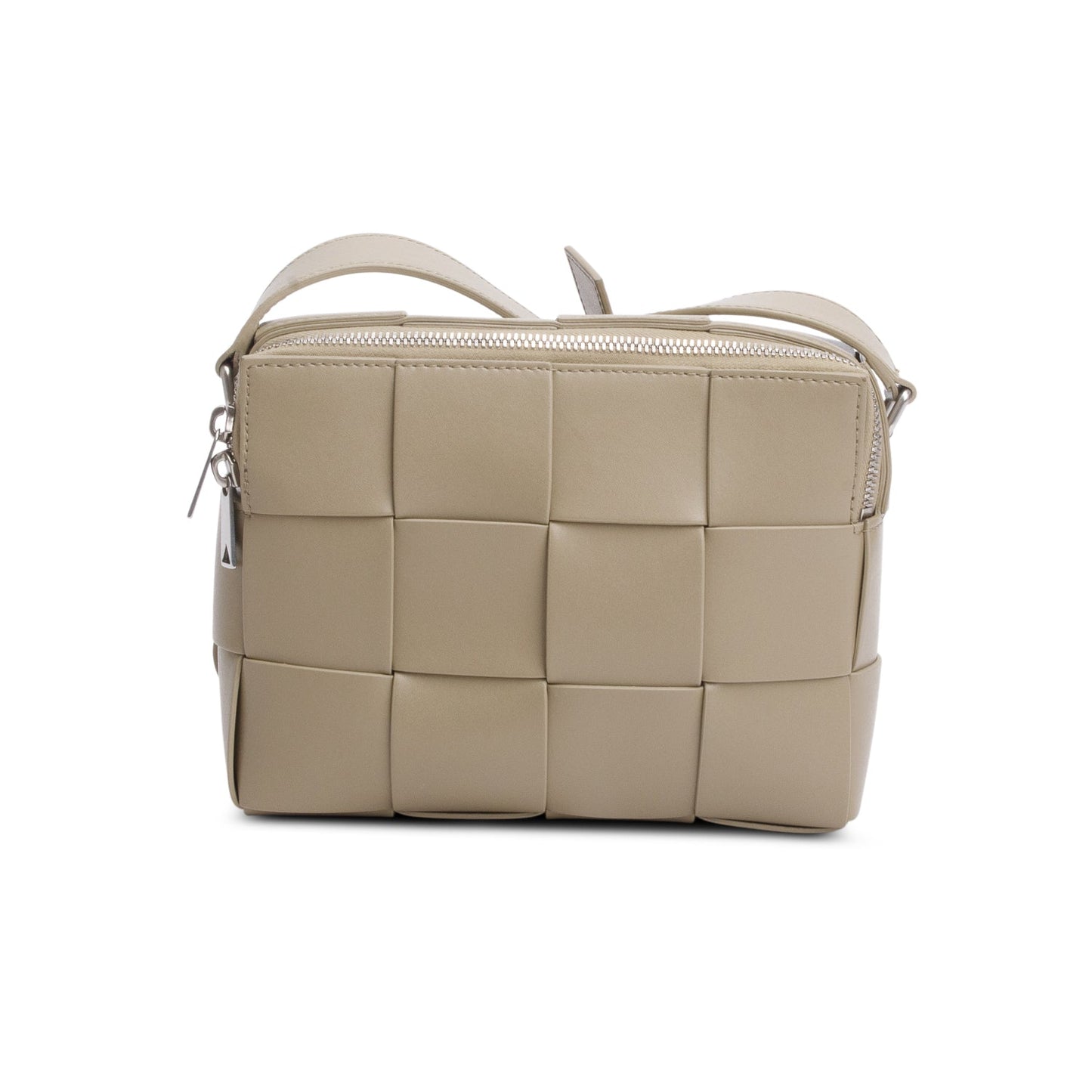 Bottega Veneta Taupe Lambskin Maxi Intrecciato Cassette Crossbody Bag