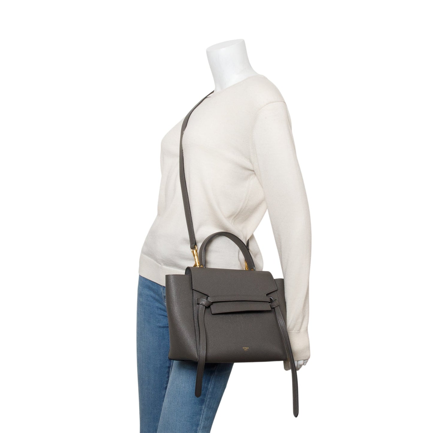 Celine Grey Grained Calfskin Micro Belt Bag