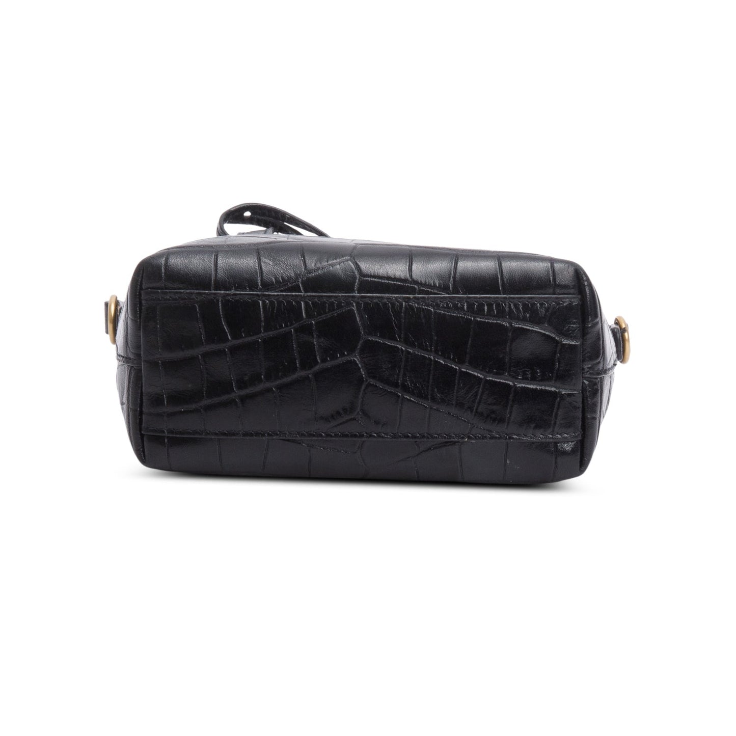 Saint Laurent 2023 Black Croc Embossed Calfskin Mini Toy Shopper Tote
