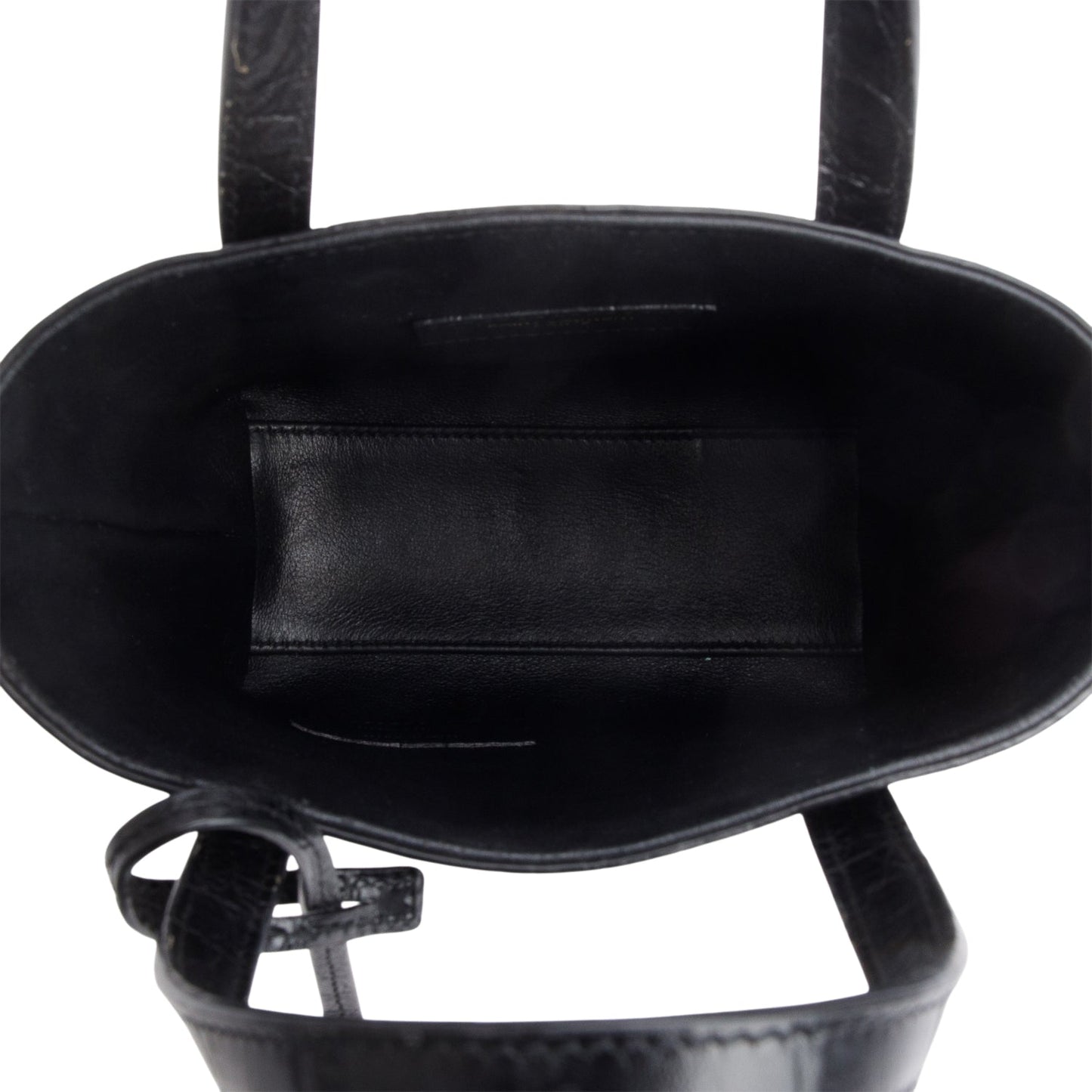 Saint Laurent 2023 Black Croc Embossed Calfskin Mini Toy Shopper Tote