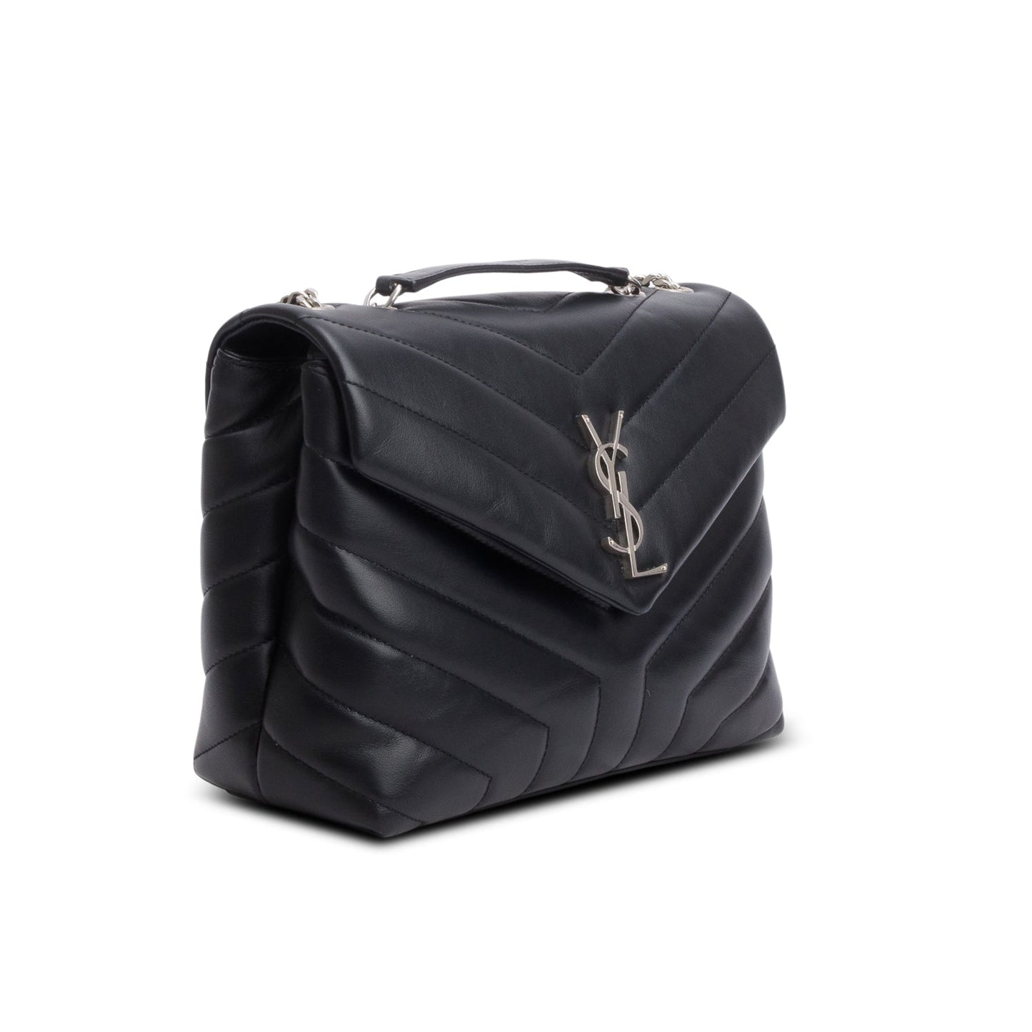 Saint Laurent 2021 Black Y Chevron Leather Small LouLou Shoulder Bag