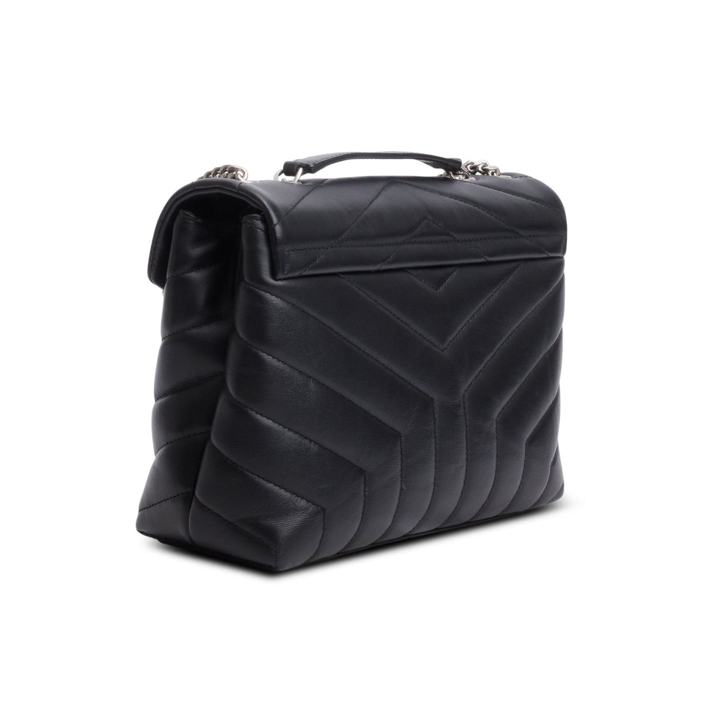 Saint Laurent 2021 Black Y Chevron Leather Small LouLou Shoulder Bag