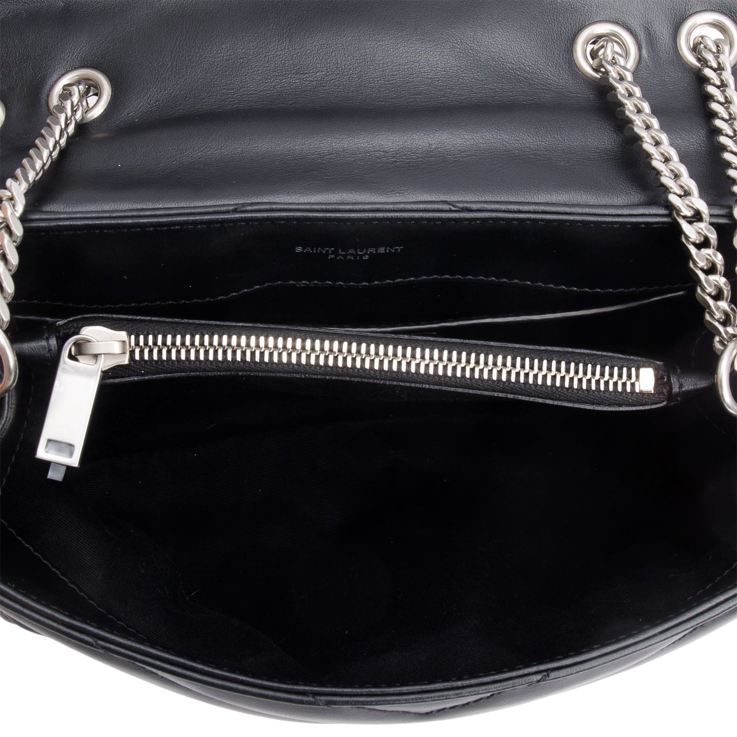 Saint Laurent 2021 Black Y Chevron Leather Small LouLou Shoulder Bag