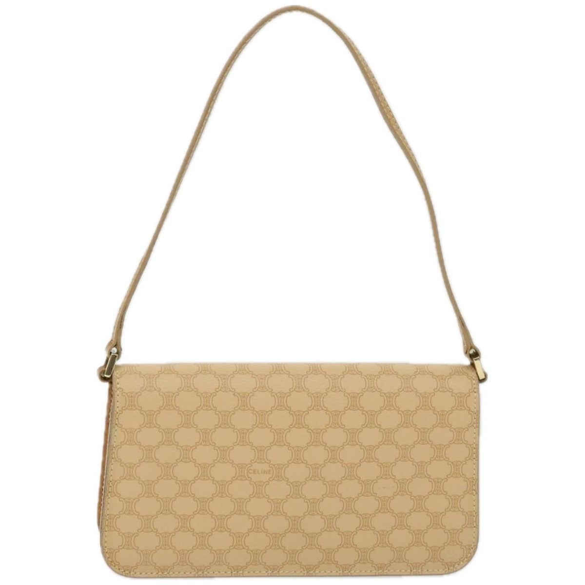 Luxury CELINE Macadam Canvas Shoulder Bag PVC Leather Beige  66415