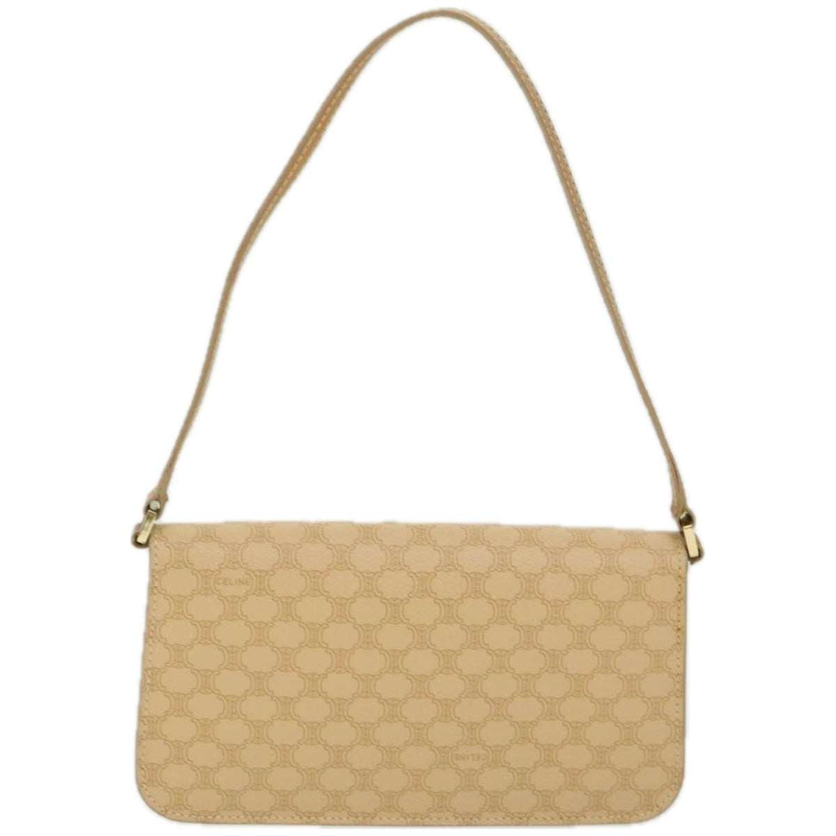 Luxury CELINE Macadam Canvas Shoulder Bag PVC Leather Beige  66415
