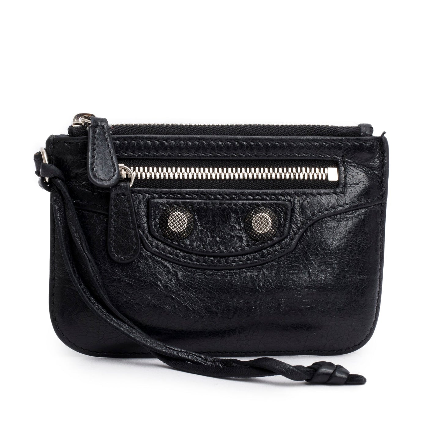 Balenciaga Black Arena Leather Le Cagole Coin Purse
