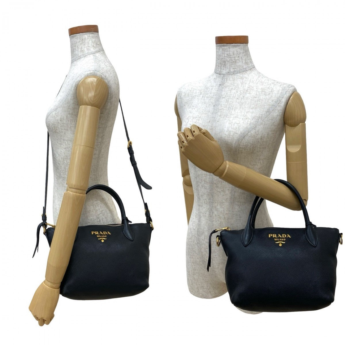 PRADA Shoulder Bag leather black