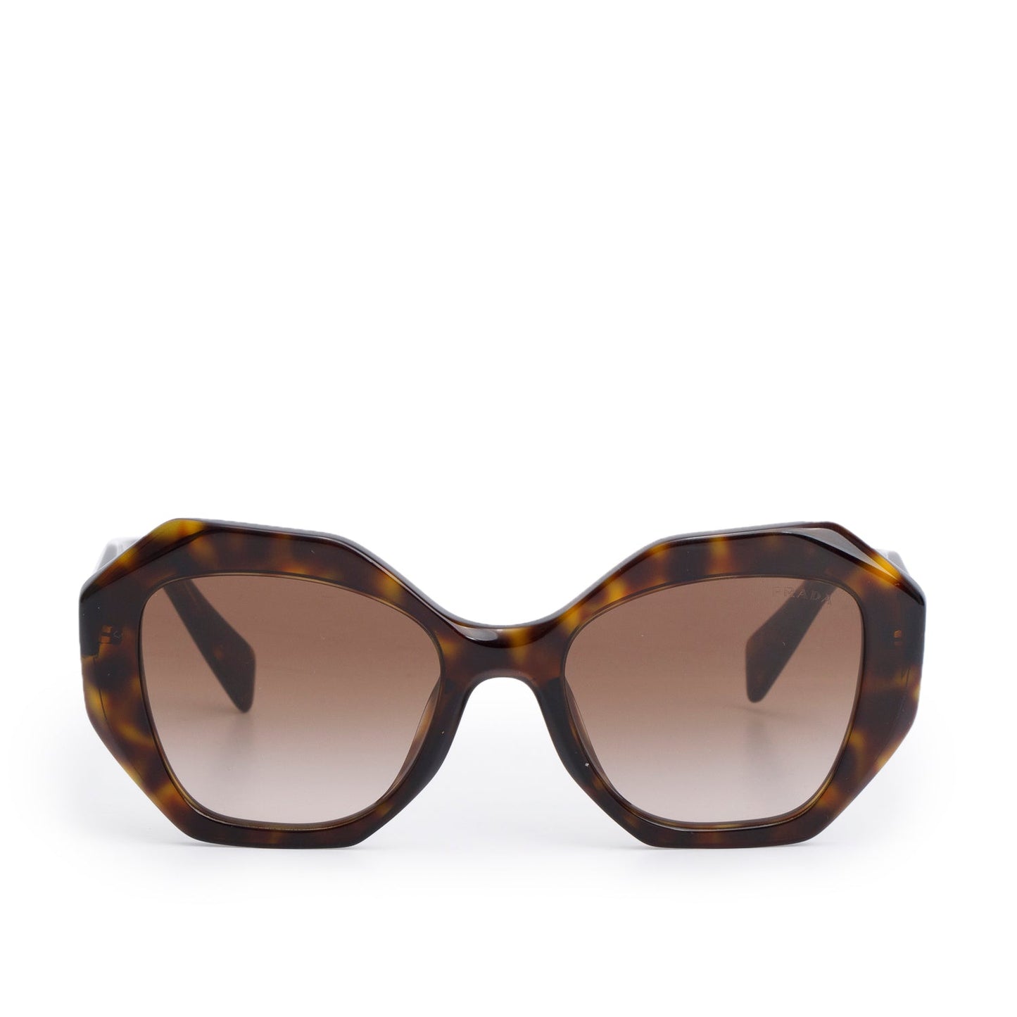 Prada SPR16W Brown Tortoise Acetate Geometric Symbole Sunglasses