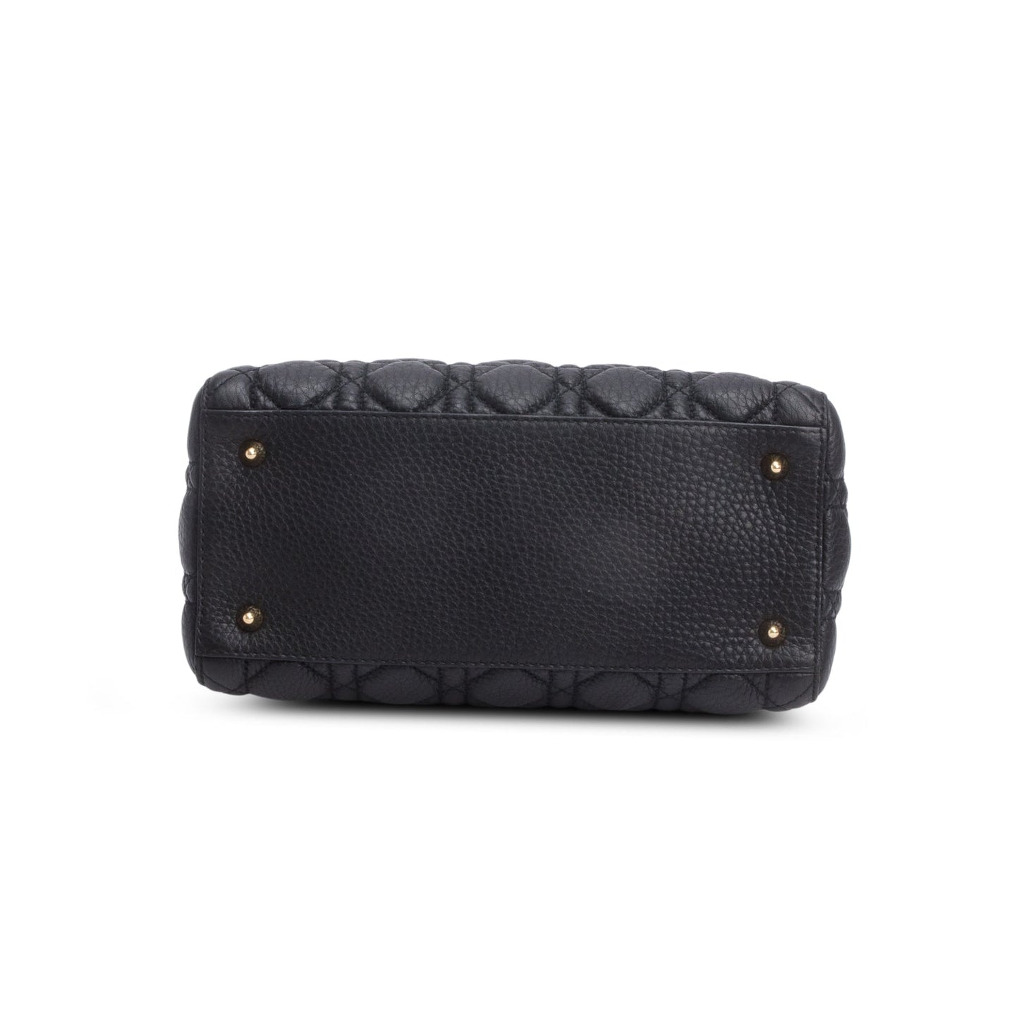 Christian Dior Black Grained Calfskin Cannage Medium Lady Dior