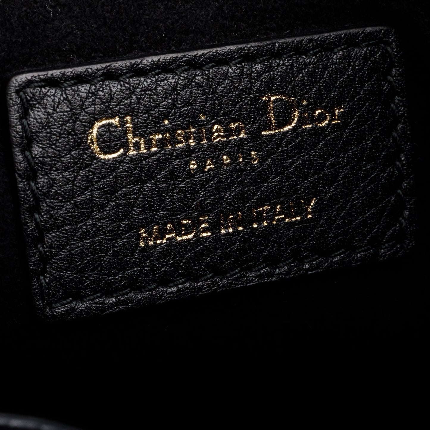 Christian Dior Black Grained Calfskin Cannage Medium Lady Dior