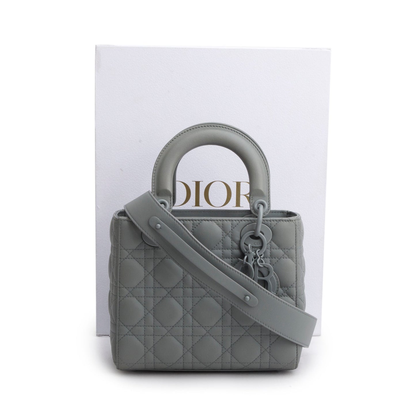 Christian Dior 2020 Gray Ultra Matte Calfskin Cannage Small My ABCDior Lady Dior
