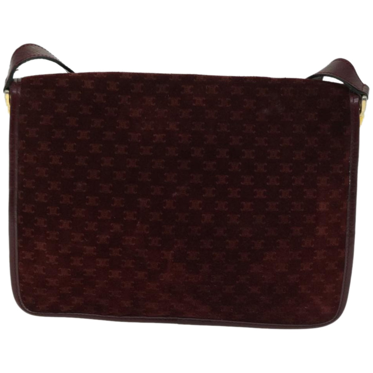 Luxury CELINE Macadam Canvas Shoulder Bag Bordeaux  66661