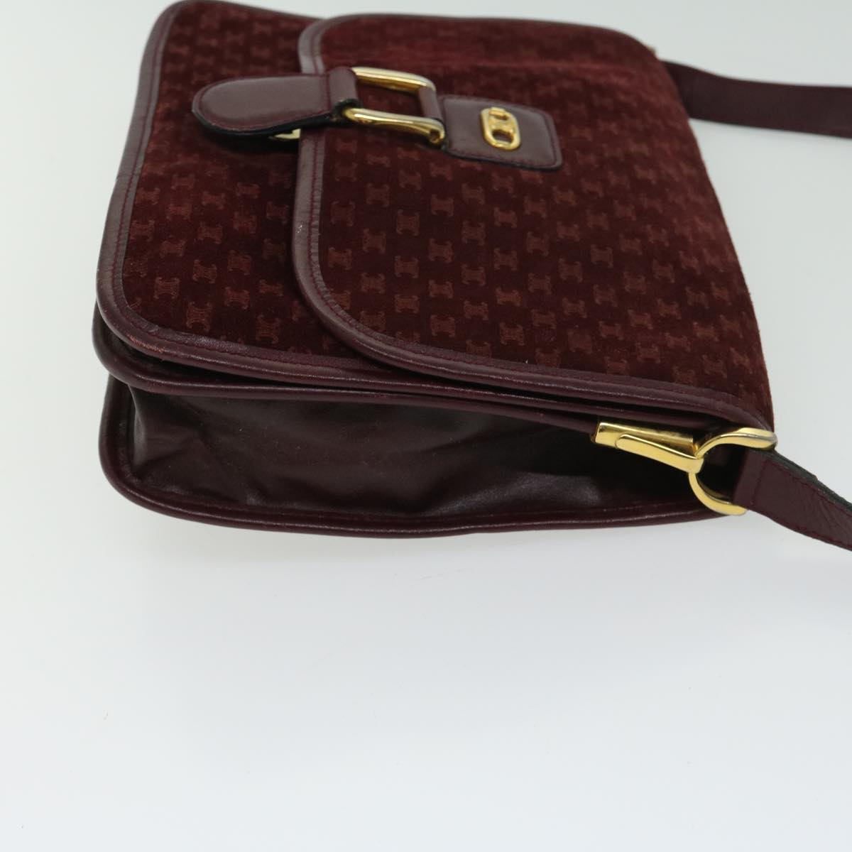 Luxury CELINE Macadam Canvas Shoulder Bag Bordeaux  66661