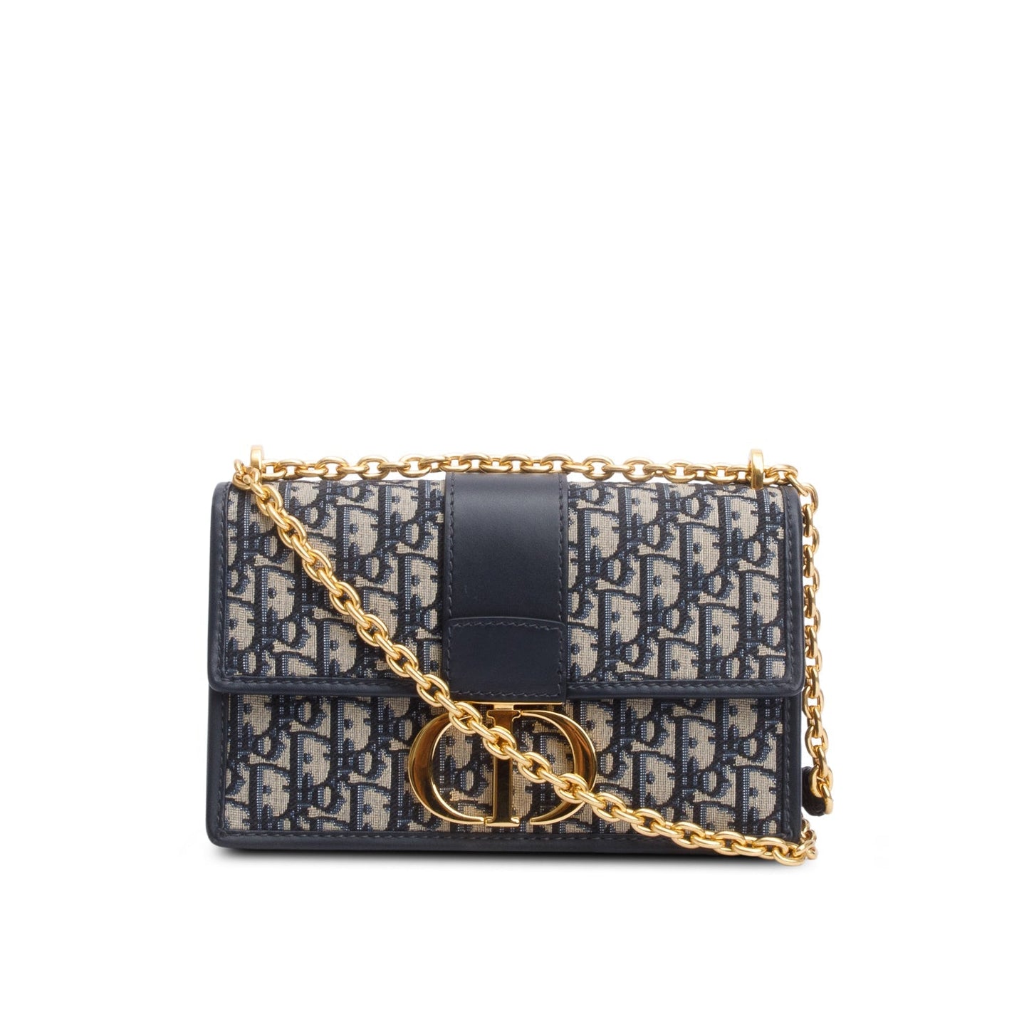 Christian Dior 2021 Blue Oblique 30 Montaigne Chain Flap Bag