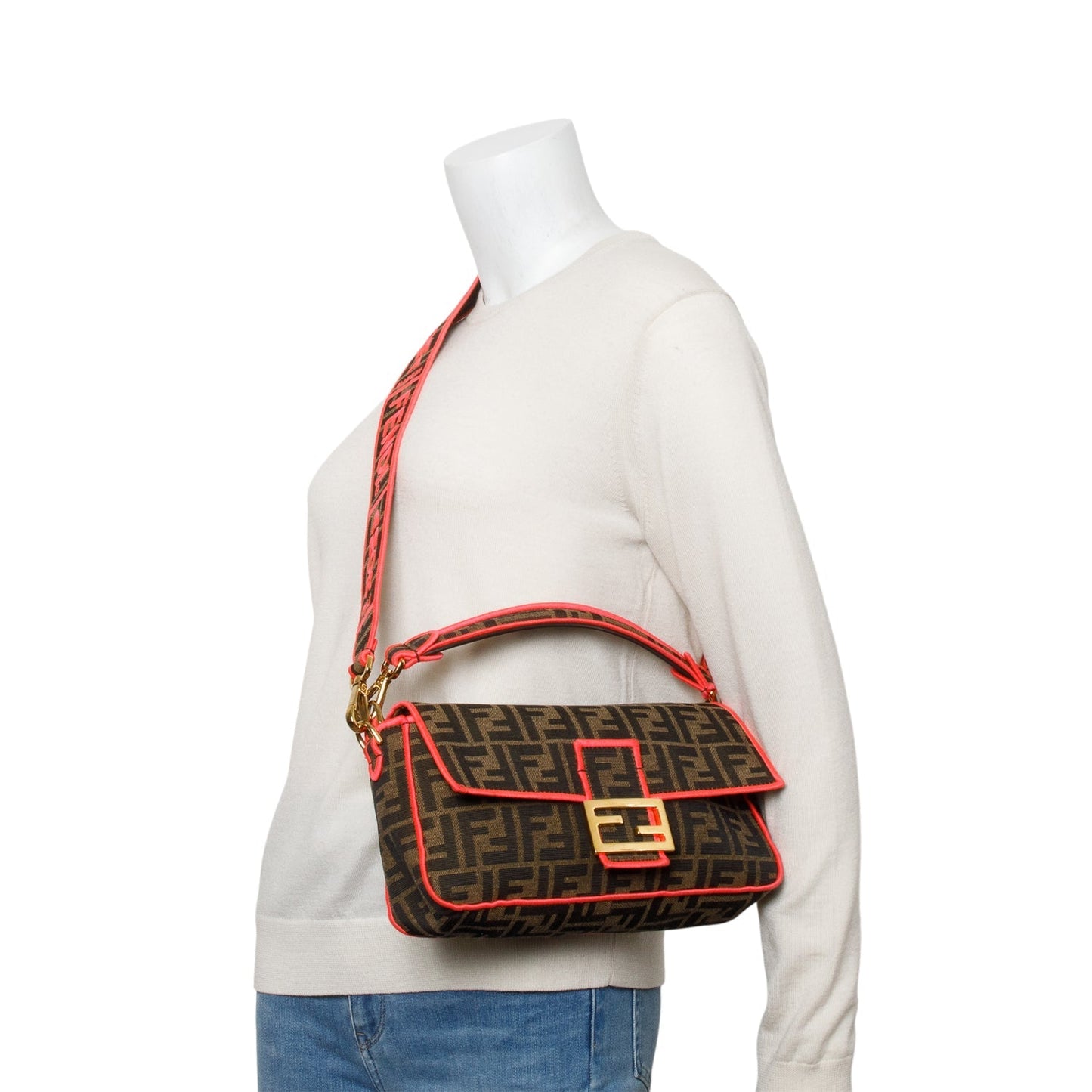 Fendi Zucca Jacquard FF 1974 Neon Baguette