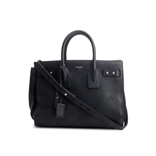 Saint Laurent Black Supple Grained Leather Small Sac de Jour