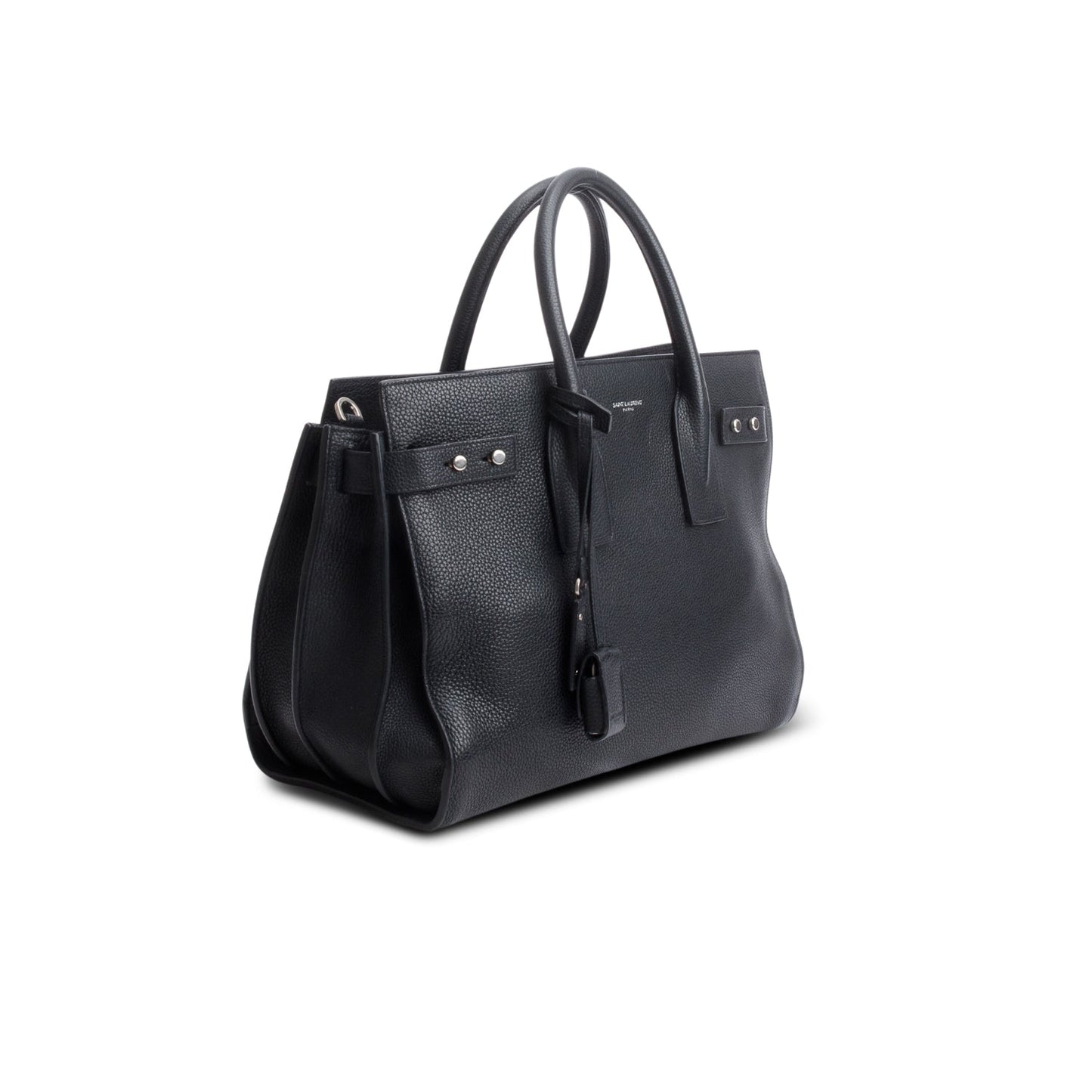 Saint Laurent Black Supple Grained Leather Small Sac de Jour