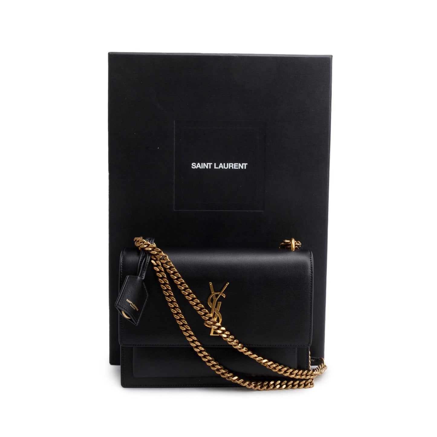 Saint Laurent 2021 Black Calfskin Leather Medium Sunset Shoulder Bag