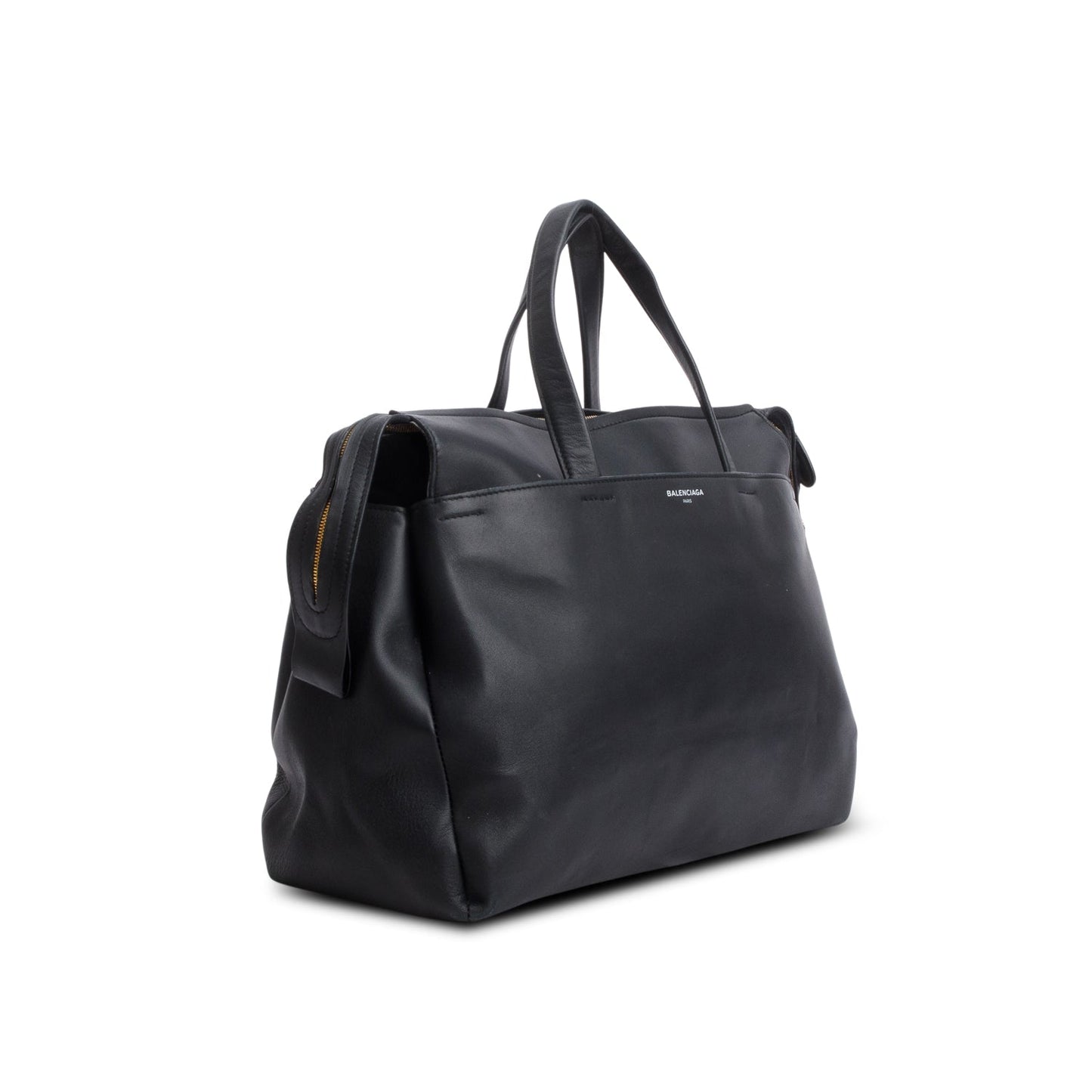 Balenciaga Black Lambskin Portfolio Sac Handle Bag