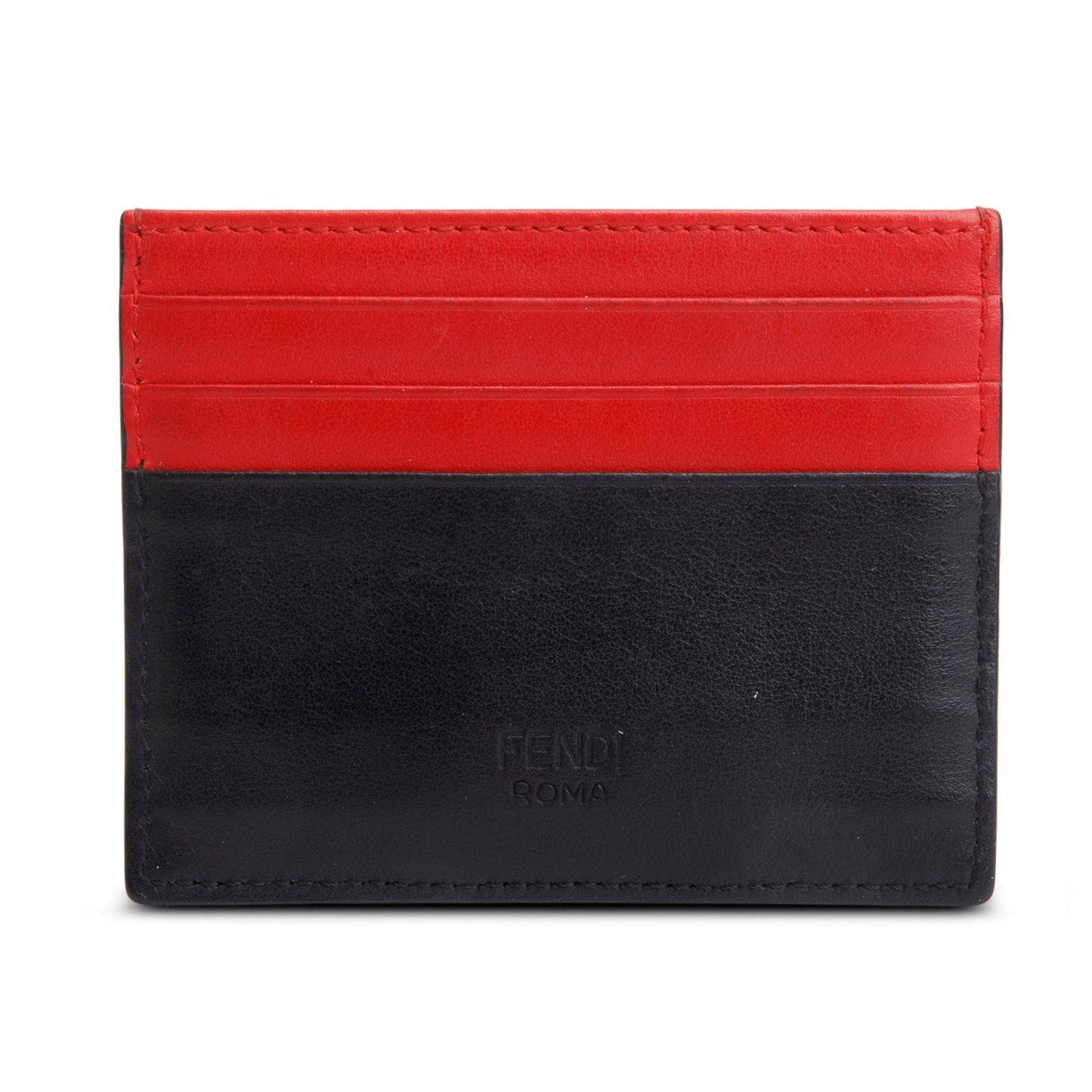 Fendi Black Vitello Century Monster Eyes Card Holder
