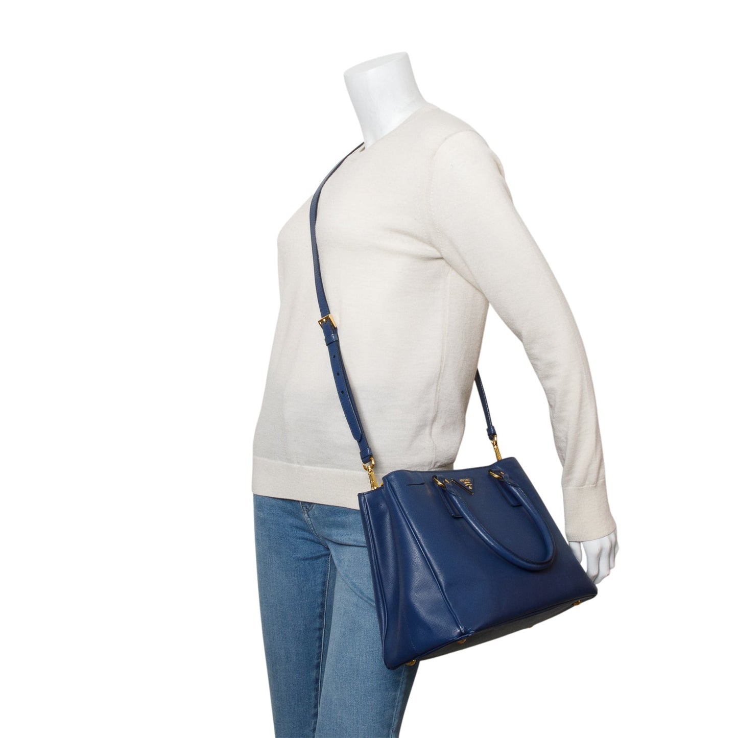 Prada Blue Saffiano Lux Medium Galleria Tote