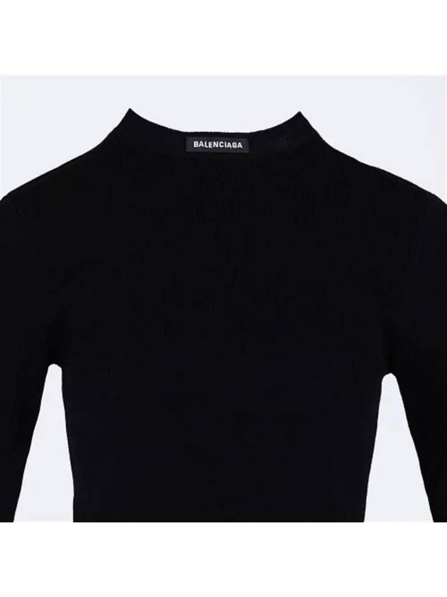 Luxury Balenciaga Trending 2026 WoMen's Neck Logo Crew Neck Knit Top Black