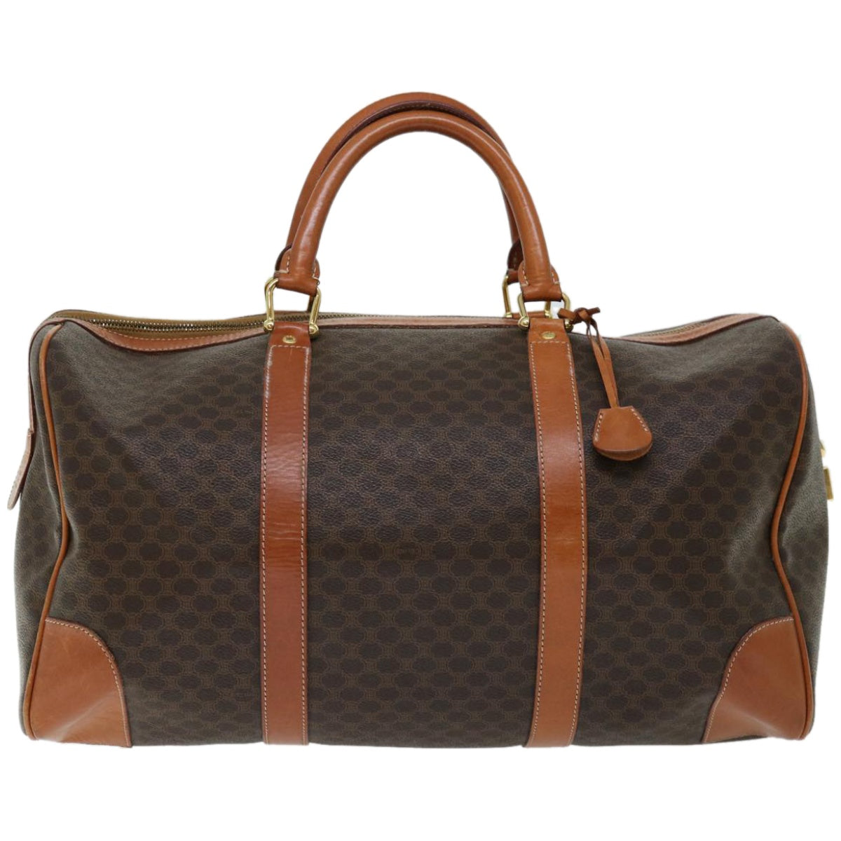Luxury CELINE Macadam Canvas Boston Bag PVC Brown  66956