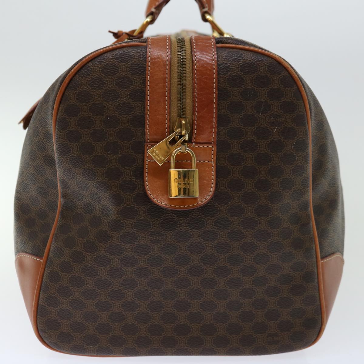Luxury CELINE Macadam Canvas Boston Bag PVC Brown  66956