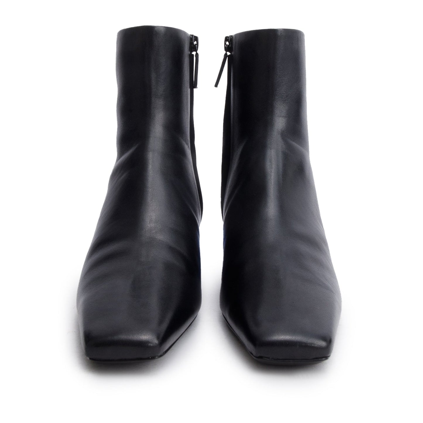 Balenciaga Black Shiny Sheepskin Typo Ankle Booties, Size 37