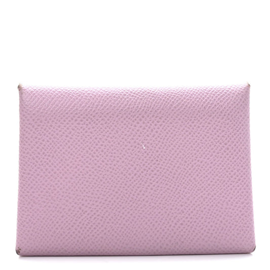 Hermes Epsom Calvi Duo Card Case Mauve Sylvestre
