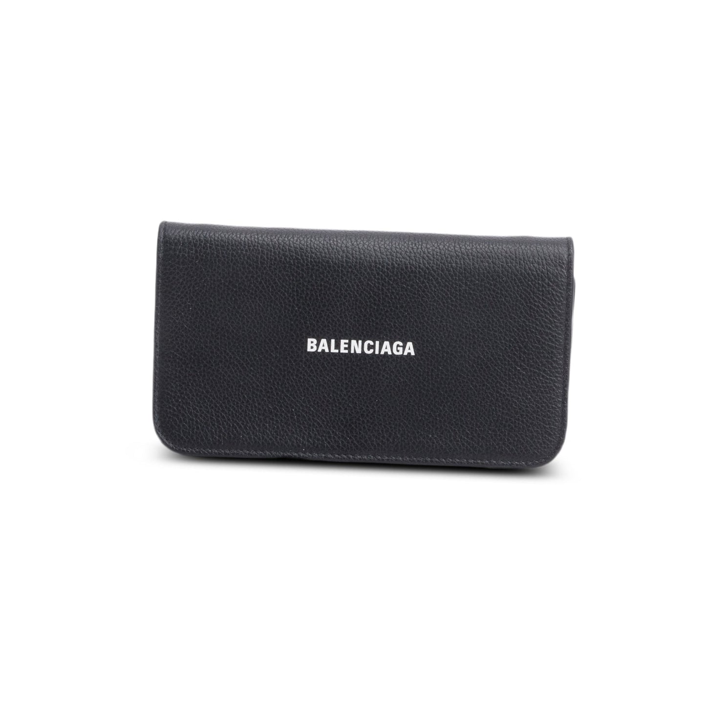 Balenciaga Black Leather Phone Holder Wallet on Chain