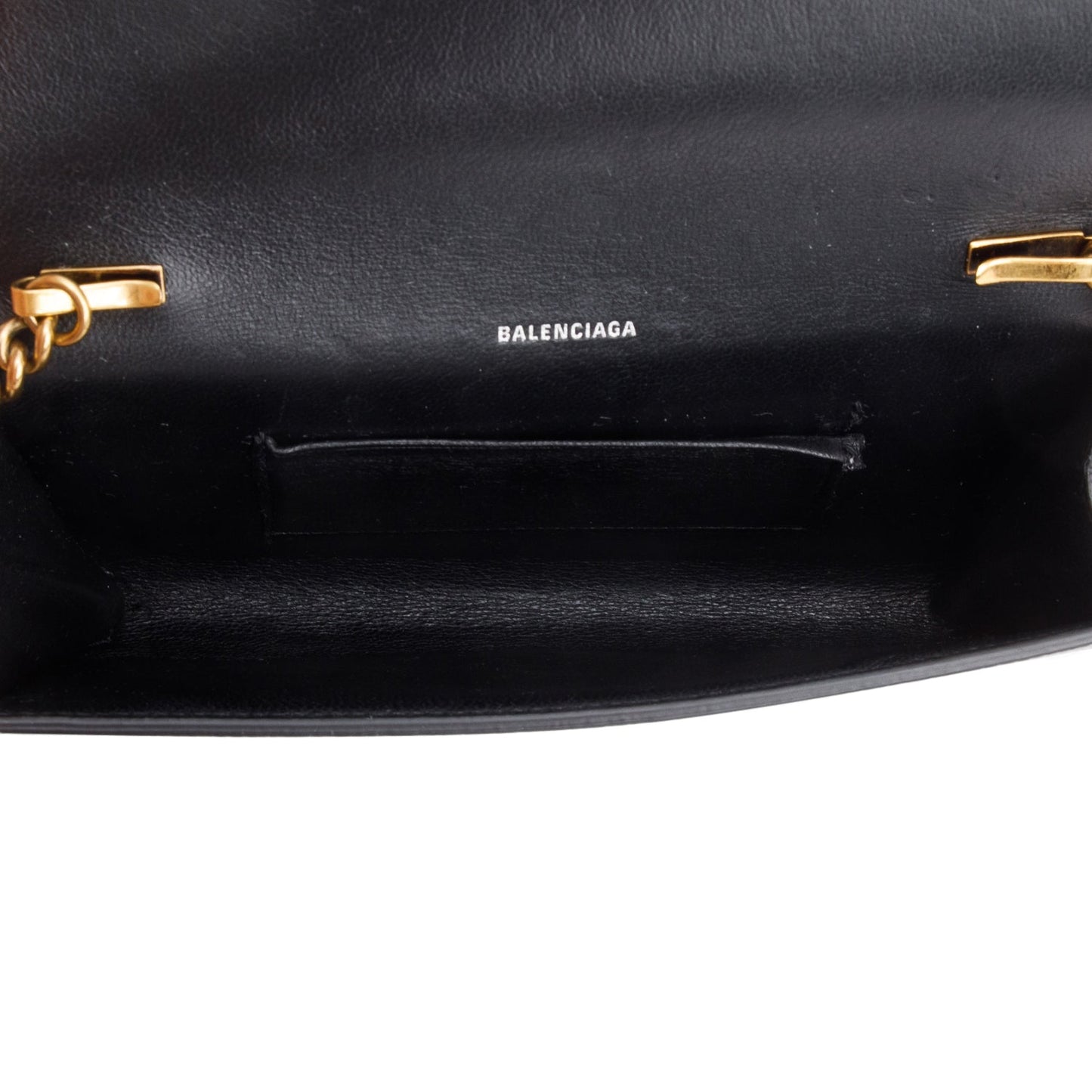 Balenciaga Black Leather Phone Holder Wallet on Chain