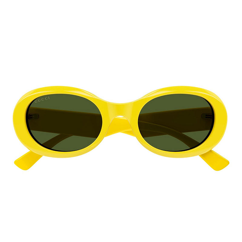 Gucci Sunglasses Oval Full Rim, Yellow Frame and Green Lens GG1587S004