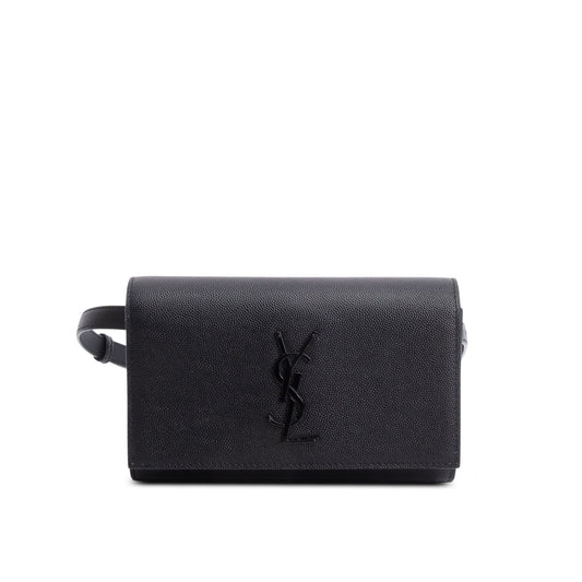 Saint Laurent Black Grain De Poudre Leather Kate Belt Bag
