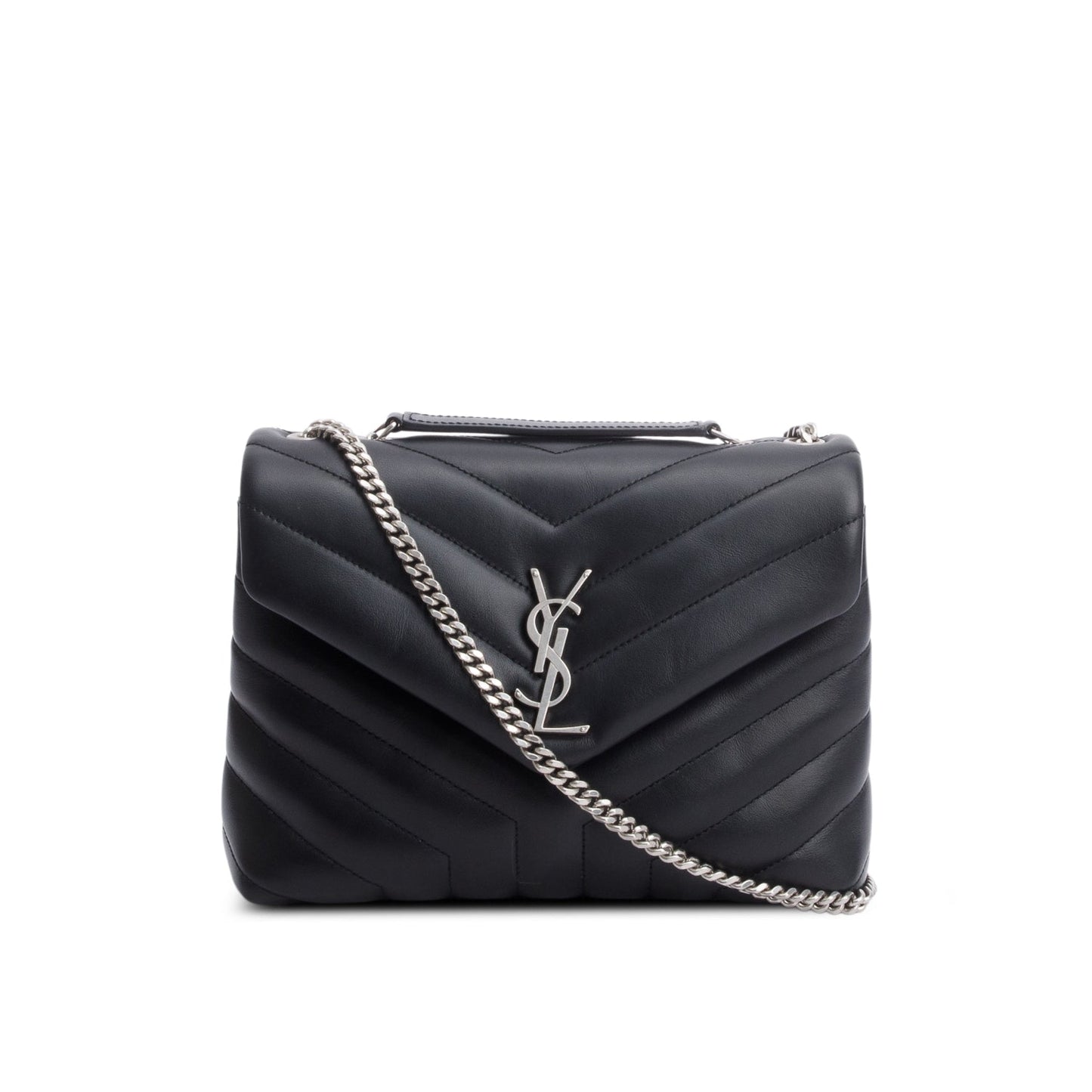 Saint Laurent 2022 Black Calfskin Y Quilted Monogram Toy Loulou Crossbody Bag
