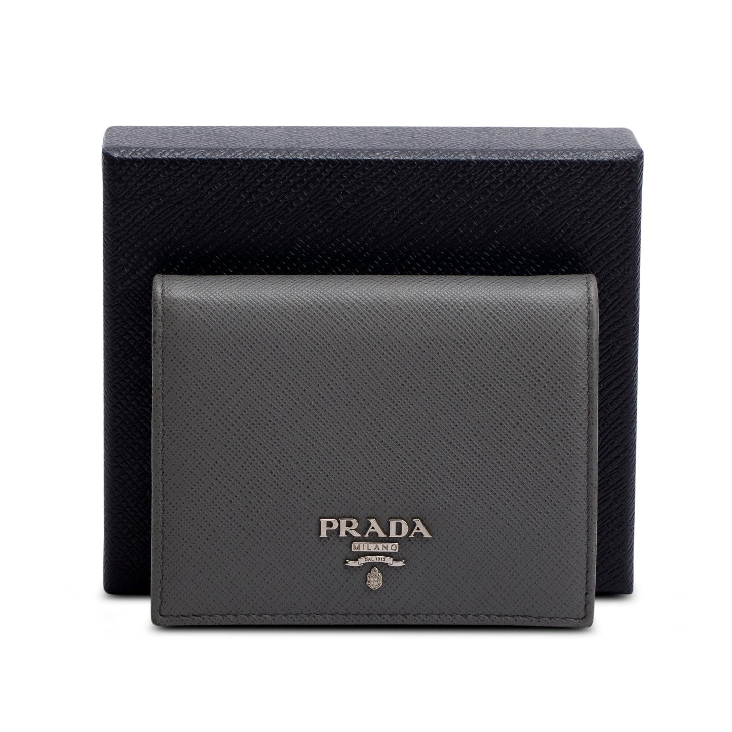 Prada Grey Saffiano Small Leather Wallet