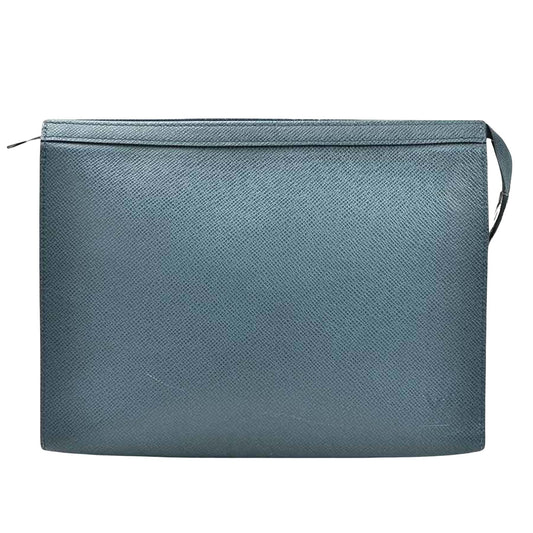 Louis Vuitton Blue Leather Pochette voyage clutch bag