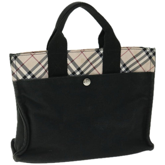 Luxury BurberrySs Nova Check Hand Bag Canvas Beige Black Auth 67106