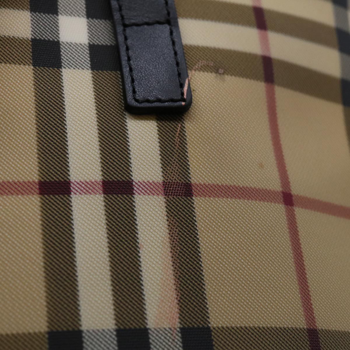 Luxury Burberry Nova Check Hand Bag PVC Beige Black Auth 67112
