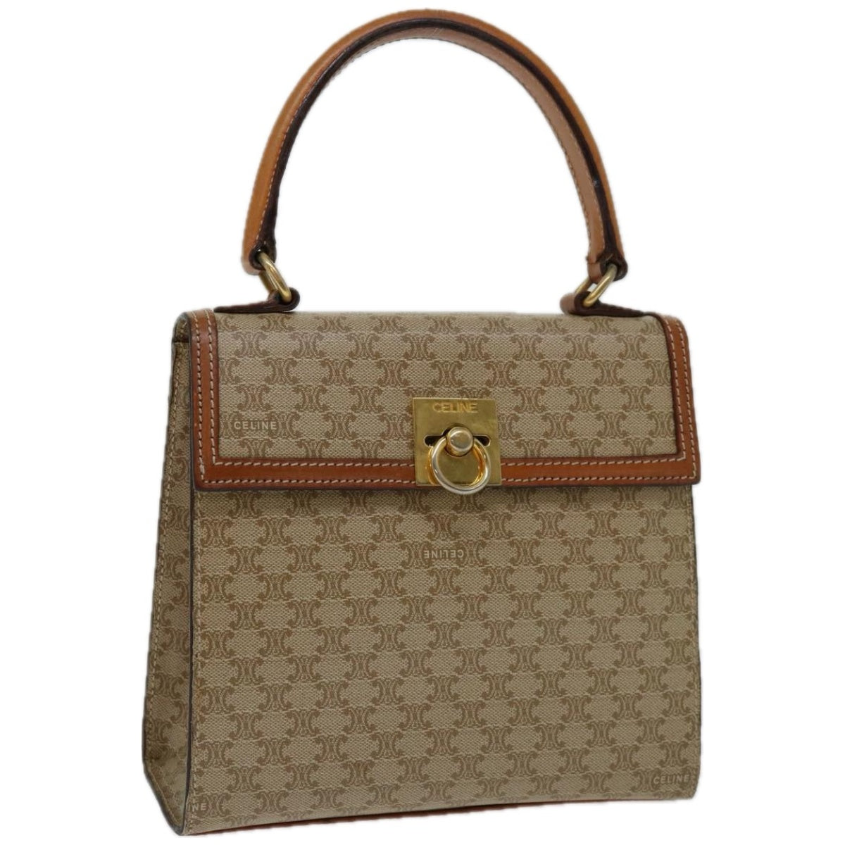 Luxury CELINE Macadam Canvas Hand Bag Beige  67122