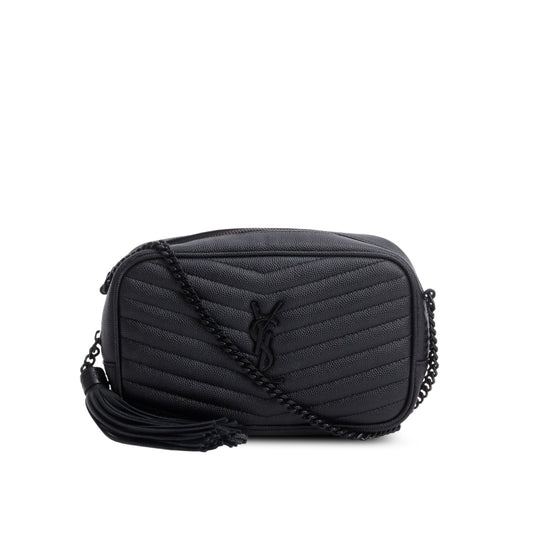 Saint Laurent Black Grain de Poudre Matelasse Mini Lou Camera Bag