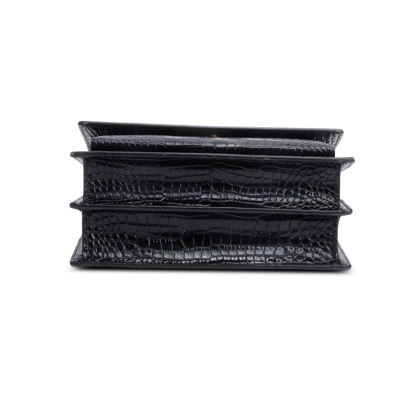 Saint Laurent 2020 Black Croc Embossed Calfskin Medium Sunset Bag