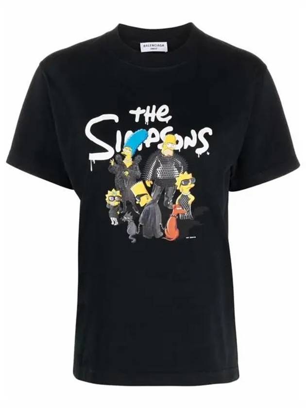 Luxury Balenciaga Trending 2026 WoMen's The Simpsons Printing Small Fit Short Sleeve T-Shirt Black
