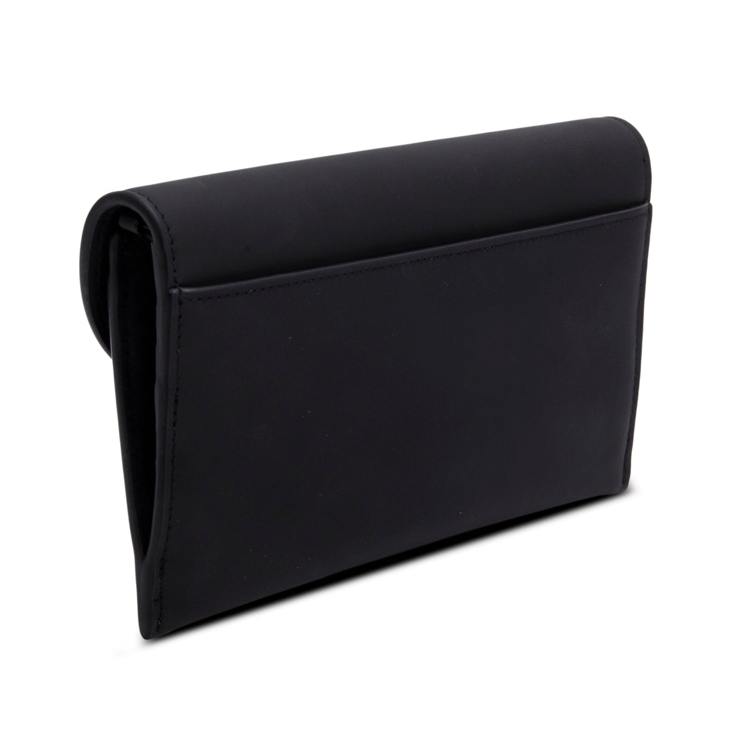 Christian Dior 2022 Black Ultra Matte Calfskin Saddle Chain Wallet Pouch
