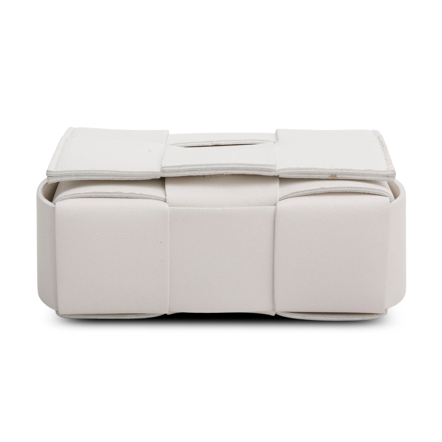 Bottega Veneta White Maxi Intrecciato Leather Extra Mini Cassette Flap Bag