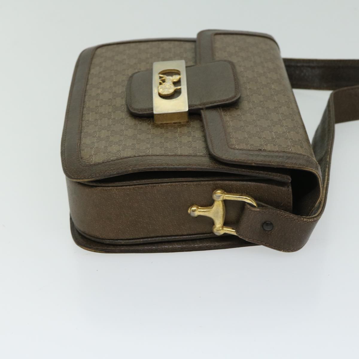 Luxury CELINE Macadam Canvas Shoulder Bag Brown  67180