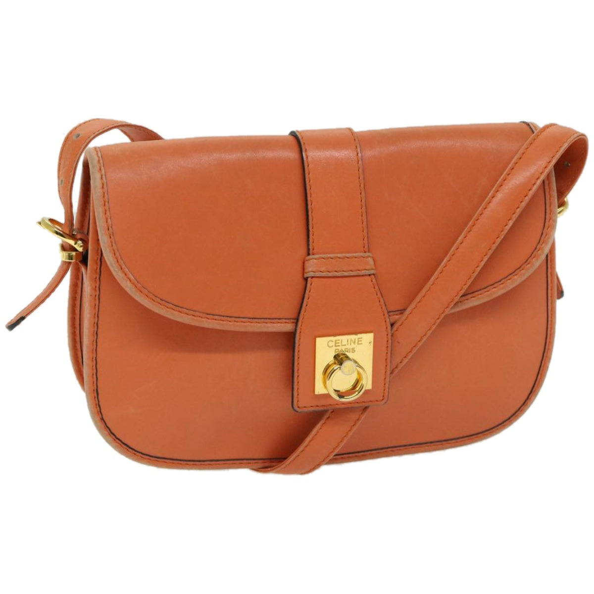 Luxury CELINE Shoulder Bag Leather Orange  67182